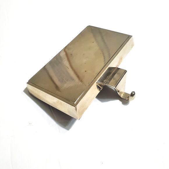 Christmas Holiday Stocking Shelf Mantle Holders Silver Chrome Plain Set of 6 - Picture 4 of 6